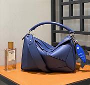 Loewe Small Puzzle in Navy Blue Satin Calfskin 89183 - 1