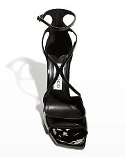 Jimmy Choo Azia Patent Ankle-Strap Sandals in Shiny Black - 4