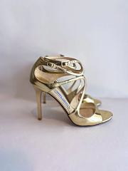 Jimmy Choo Azia Patent Ankle-Strap Sandals in Gold - 1