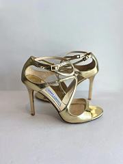 Jimmy Choo Azia Patent Ankle-Strap Sandals in Gold - 5