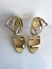 Jimmy Choo Azia Patent Ankle-Strap Sandals in Gold - 4