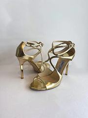 Jimmy Choo Azia Patent Ankle-Strap Sandals in Gold - 2