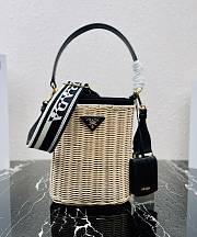 Prada Black Wicker and canvas bucket bag - 1