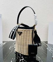 Prada Black Wicker and canvas bucket bag - 3