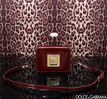 D&G Foiled 18.5 Top-handle Wine Red Leather 1894