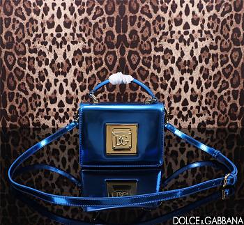 D&G Foiled 18.5 Top-handle Blue Leather 1893