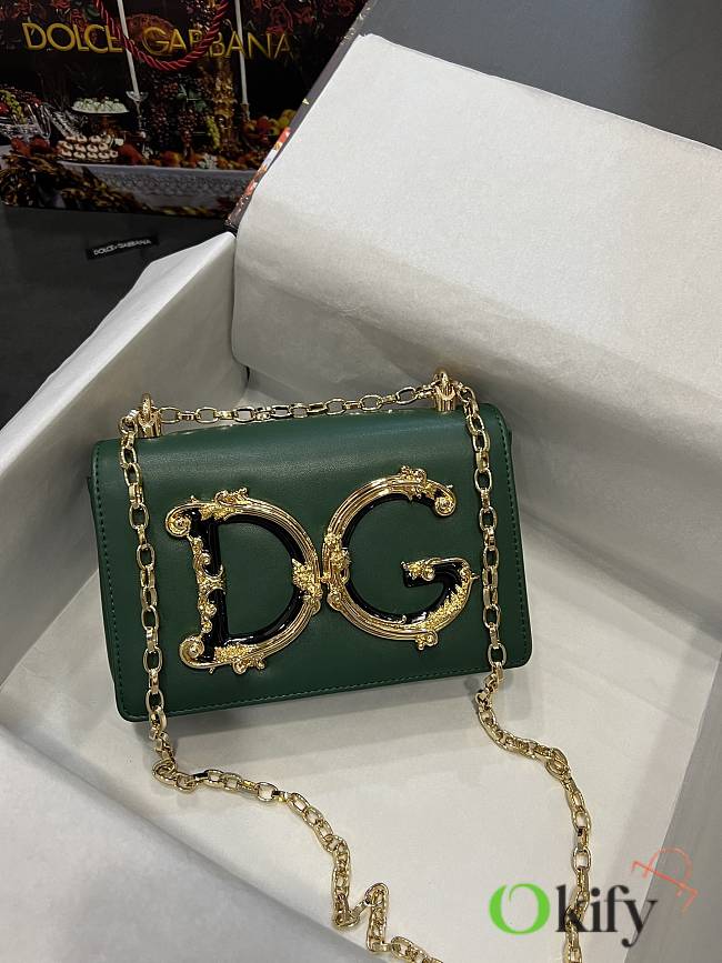 D&G Girls Shoulder Bag Green Nappa 1879 - 1