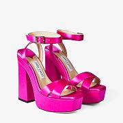 Jimmy Choo Gaia 140 Pink Fuchsia Satin Platform Sandals - 1