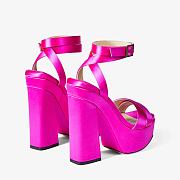 Jimmy Choo Gaia 140 Pink Fuchsia Satin Platform Sandals - 3