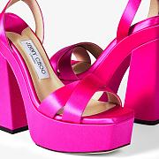 Jimmy Choo Gaia 140 Pink Fuchsia Satin Platform Sandals - 2