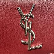 YSL Medium Sunset Bag 22 Red Rouge Opyum Lambskin Silver Tone 422906  - 3