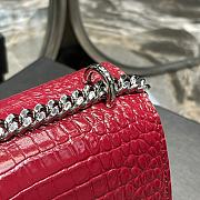 YSL Medium Sunset Bag 22 Red Rouge Opyum Crocodile Pattern Silver Tone 422906 - 2