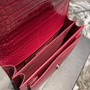 YSL Medium Sunset Bag 22 Red Rouge Opyum Crocodile Pattern Silver Tone 422906 - 5