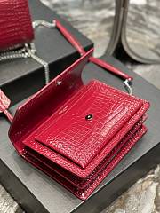 YSL Medium Sunset Bag 22 Red Rouge Opyum Crocodile Pattern Silver Tone 422906 - 6