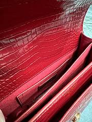 YSL Medium Sunset Bag 22 Red Rouge Opyum Crocodile Pattern Gold Tone 422906 - 3