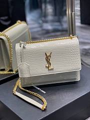 YSL Medium Sunset Bag 22 White Crocodile Pattern Gold Tone 422906 - 1