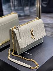 YSL Medium Sunset Bag 22 White Crocodile Pattern Gold Tone 422906 - 4