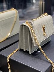 YSL Medium Sunset Bag 22 White Crocodile Pattern Gold Tone 422906 - 3