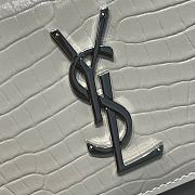 YSL Medium Sunset Bag 22 White Crocodile Pattern Silver Tone 422906 - 6