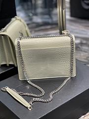 YSL Medium Sunset Bag 22 White Crocodile Pattern Silver Tone 422906 - 5