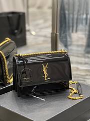 YSL Medium Sunset Bag 22 Black Shiny Lambskin Gold Tone 422906 - 3