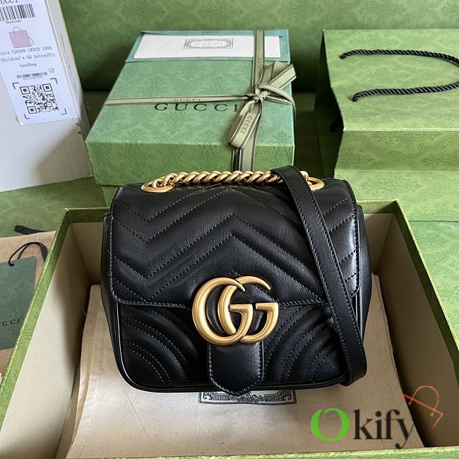 Gucci GG Marmont Mini 18 Black Matelassé Leather - 1