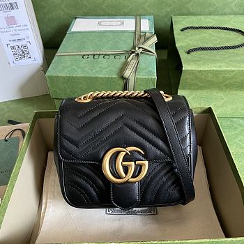Gucci GG Marmont Mini 18 Black Matelassé Leather