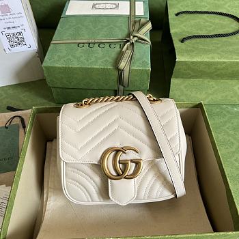 Gucci GG Marmont Mini 18 White Matelassé Leather