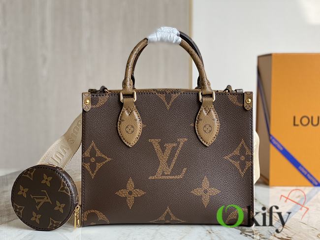 LV ONTHEGO PM with Strap Brown Reverse Monogram Leather (New Version) - 1