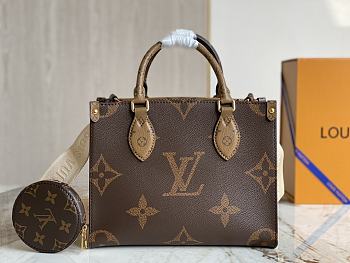 LV ONTHEGO PM with Strap Brown Reverse Monogram Leather (New Version)