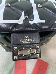 Valentino Rockstuds Top Handle VLTN logo Black Leather 0055   - 6