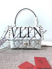 Valentino Rockstuds Top Handle VLTN logo White Leather 0055 - 6