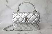 Chanel Trendy CC New Version Quilted Top Handle 25 Silver Lambskin - 1