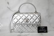 Chanel Trendy CC New Version Quilted Top Handle 25 Silver Lambskin - 3