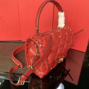 Valentino Rockstuds Top Handle Red Leather 0055 - 3