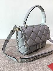 Valentino Rockstuds Top Handle Gray Leather 0055 - 2