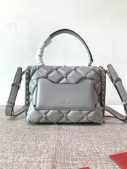 Valentino Rockstuds Top Handle Gray Leather 0055 - 4
