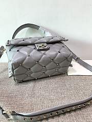 Valentino Rockstuds Top Handle Gray Leather 0055 - 6