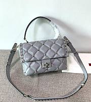 Valentino Rockstuds Top Handle Gray Leather 0055 - 1