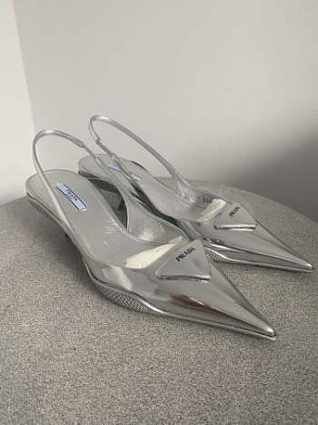 Prada Heels Blue in Silver 11080