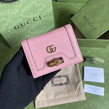 Gucci Diana Wallet 11 with Bamboo Pink Leather