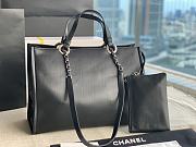 Chanel Medium Shopping Bag 39 Black Leather Silver Hardware - 6