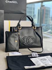 Chanel Small Shopping Bag 34 Black Leather Gold Hardware - 1