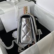 CC Mini Flap Bag 20 with Top Handle Silver  - 5
