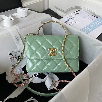 CC Mini Flap Bag 20 with Top Handle Green