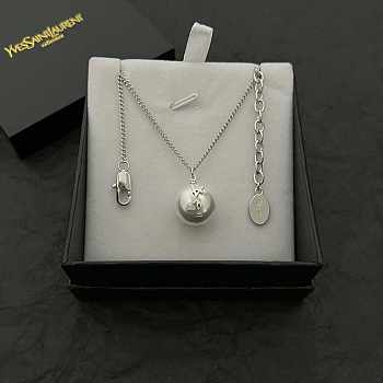 YSL necklace silver with pearl