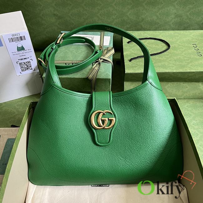 Gucci Aphrodite Medium Shoulder Bag Green Soft Leather - 1