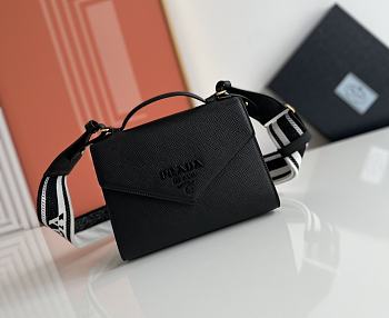 Prada Monochrome Saffiano 21 Leather Bag in Black