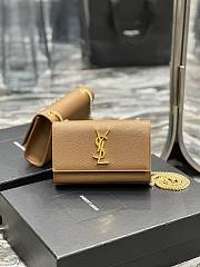 YSL Small Kate 20 Brown Grain De Poudre Embossed Leather - 1