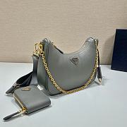 Prada Re-Edition Saffiano Bag Gray/Gold 1BH204 - 6